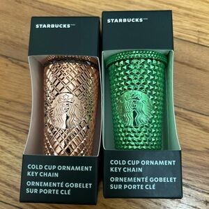 Two metallic Starbucks keychains nwt